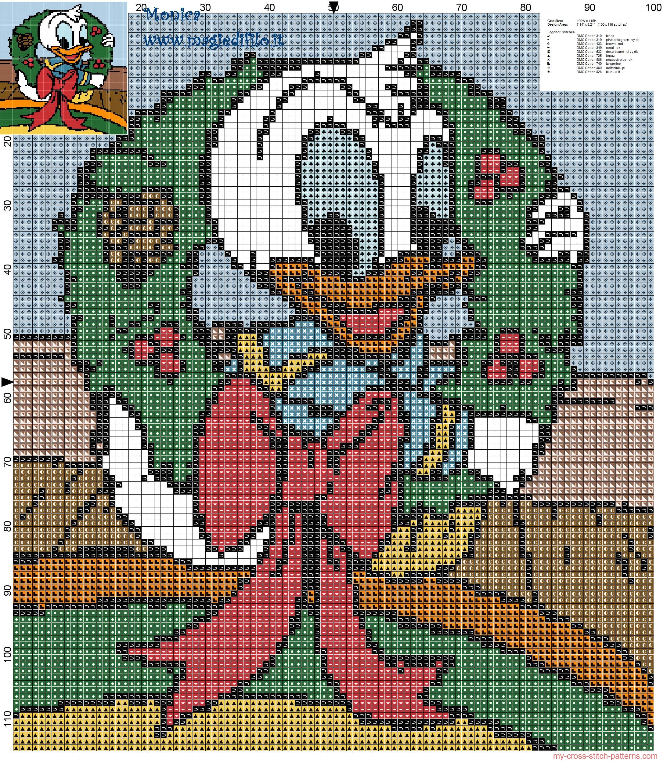 baby_donald_duck_with_garland_cross_stitch_pattern