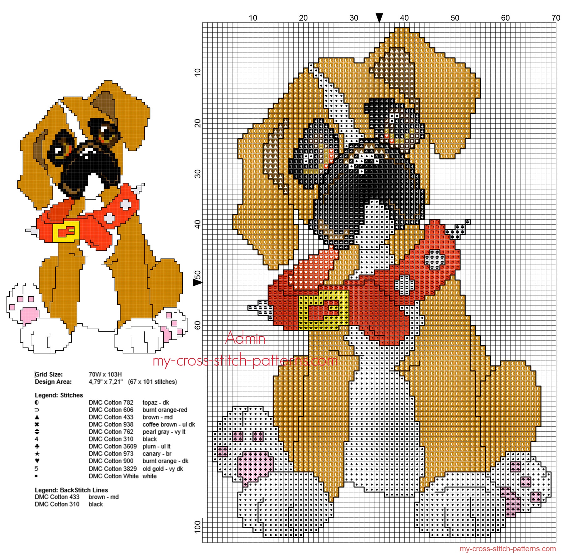 Boxer dog puppy free simple cross stitch pattern - free cross stitch