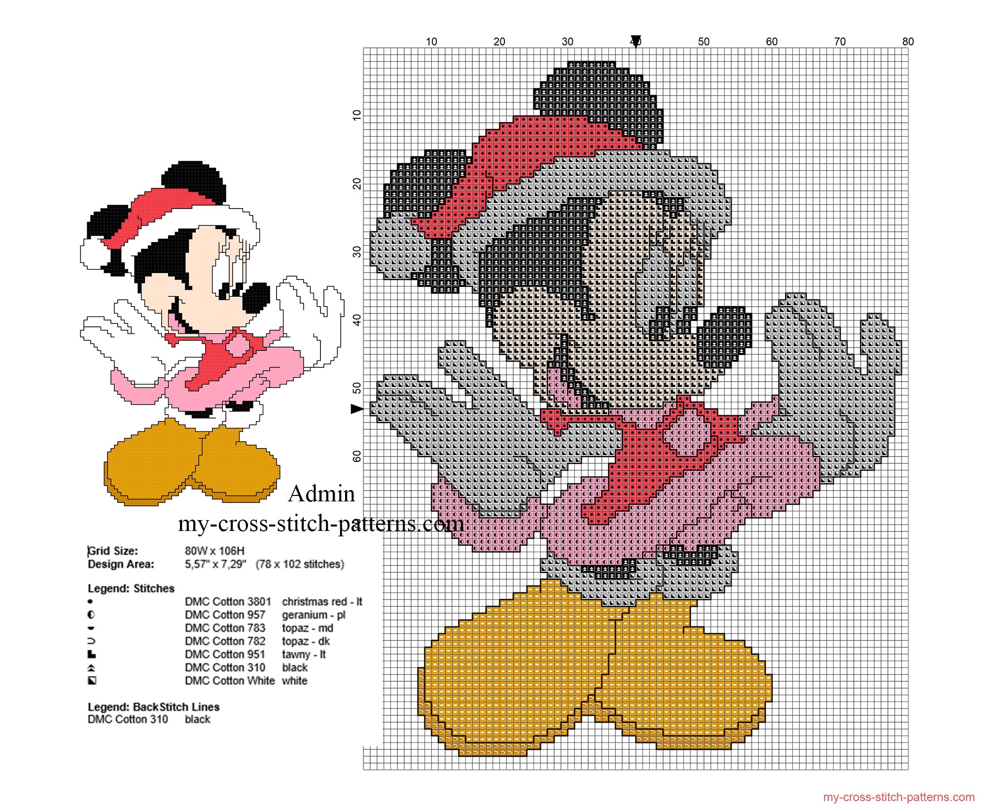 Christmas Disney Minnie Mouse free back stitch cross stitch pattern