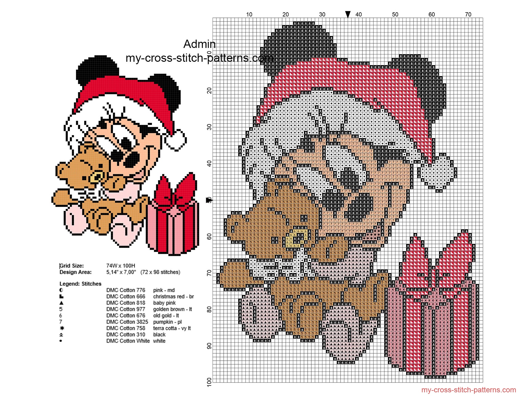 cross_stitch_pattern_christmas_baby_minnie_with_teddy_bear