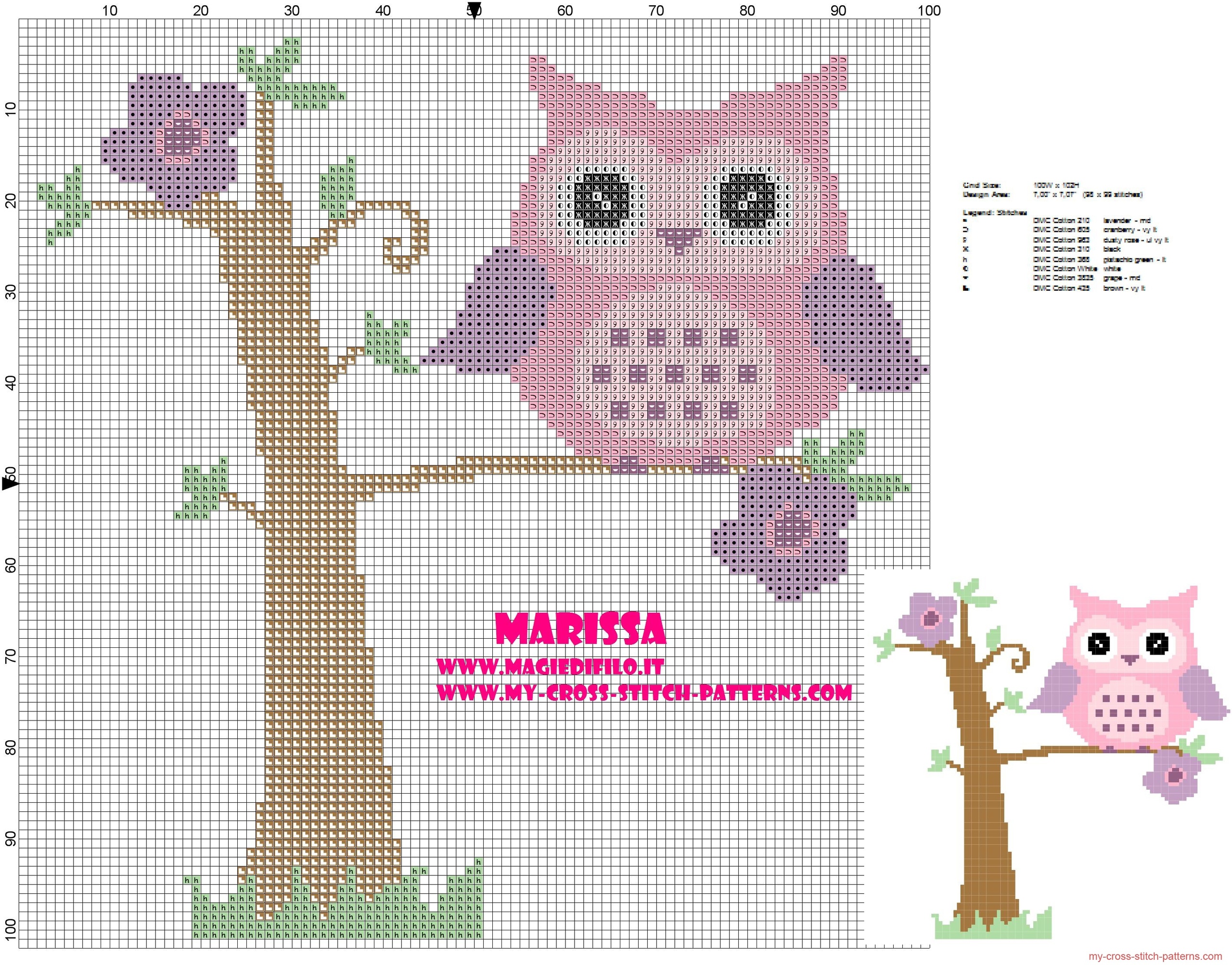 cross_stitch_pattern_pink_owl_on_tree