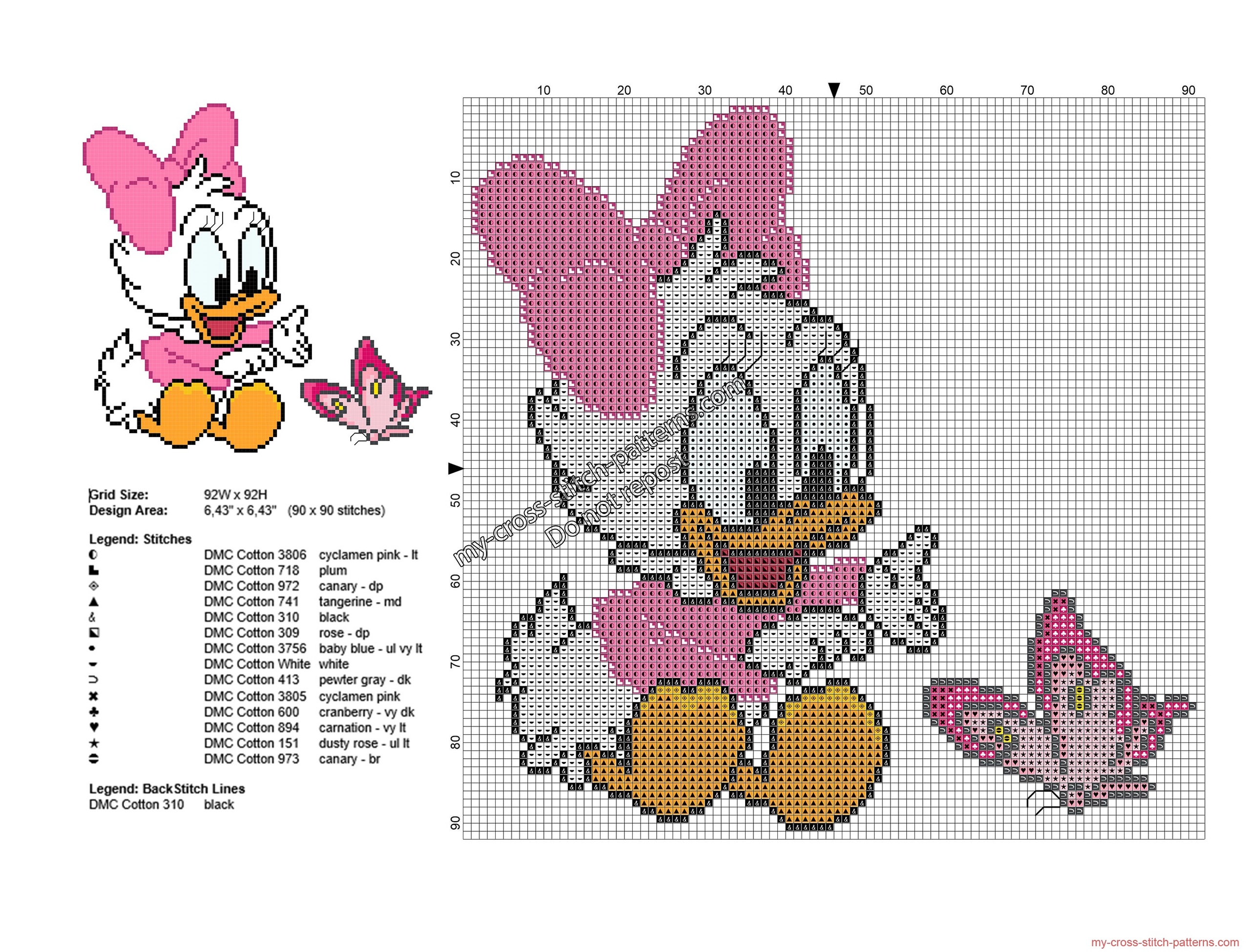 disney_baby_daisy_duck_with_butterfly_free_cross_stitch_pattern
