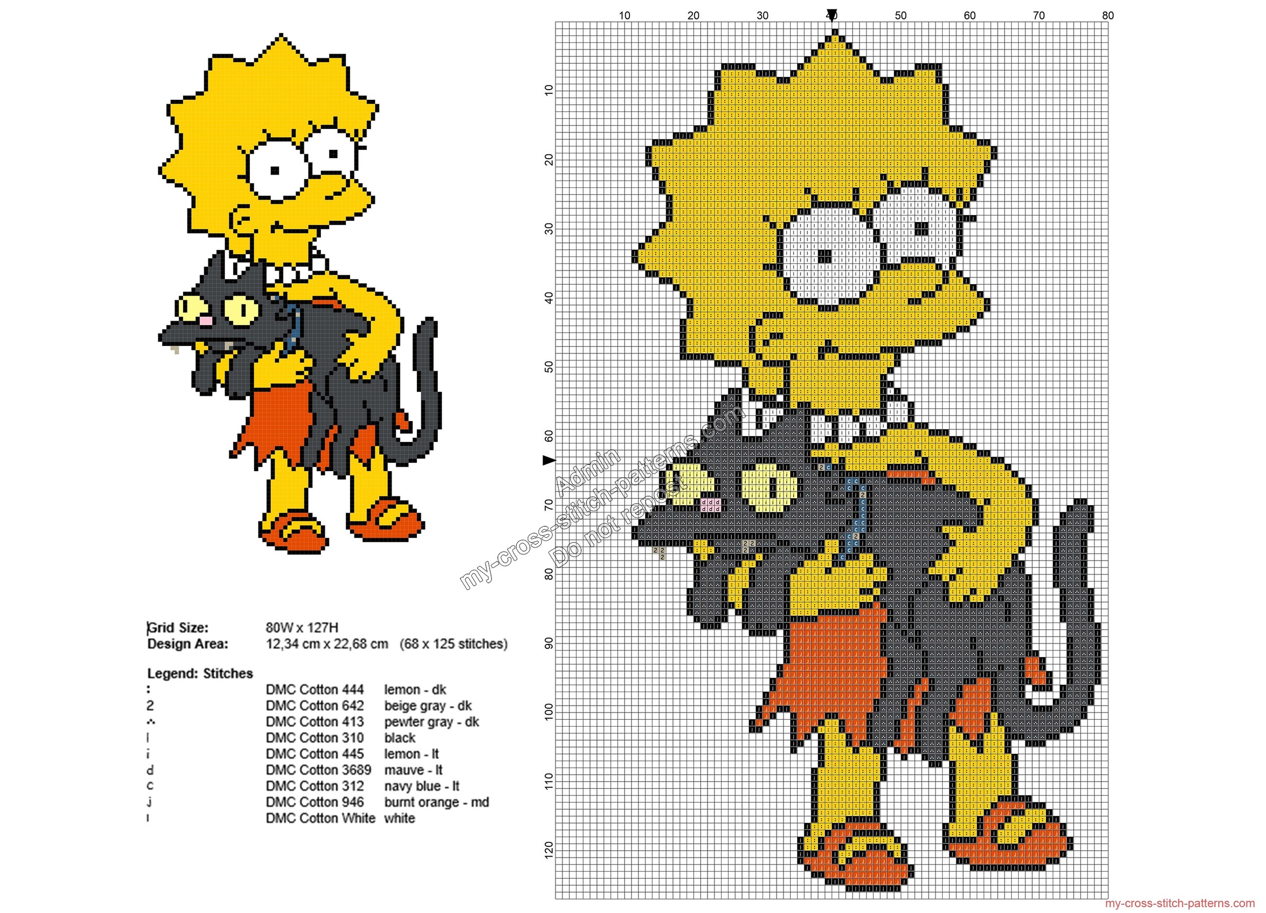 lisa_with_cat_free_the_simpsons_cross_stitch_pattern_68x125