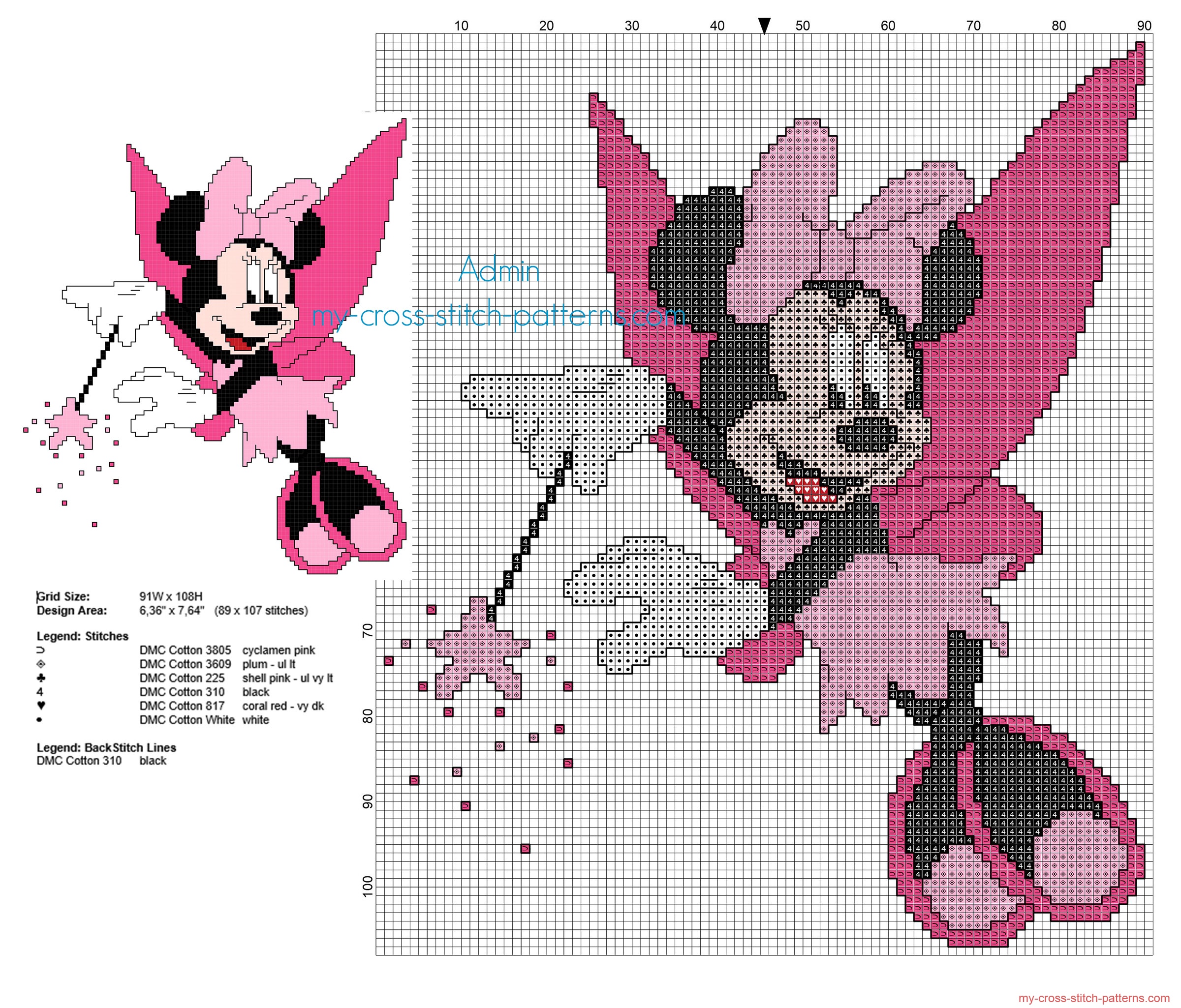 minnie_mouse_tinker_bell_pink_dress_free_cross_stitch_pattern