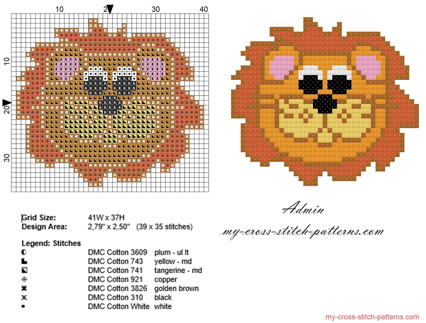 small_simple_and_free_lion_face_cross_stitch_pattern_in_40_stitches