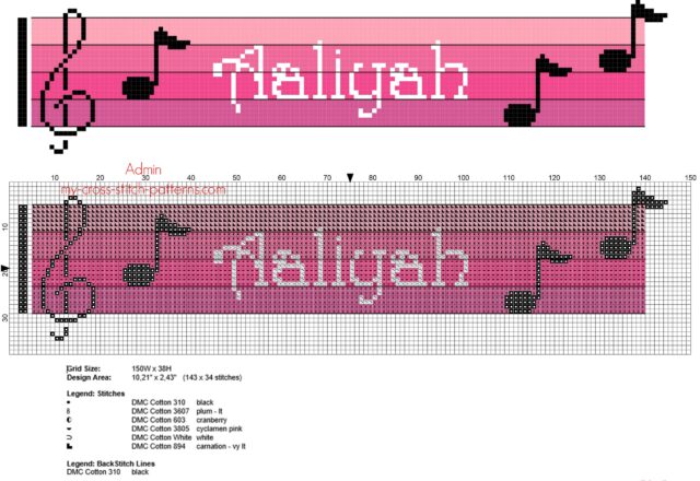aaliyah_cross_stitch_baby_female_name_with_pink_colors_sheet_music