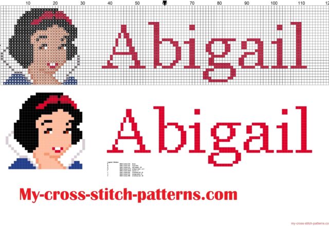 abigail_cross_stitch_pattern_name_with_disney_princess_white_snow