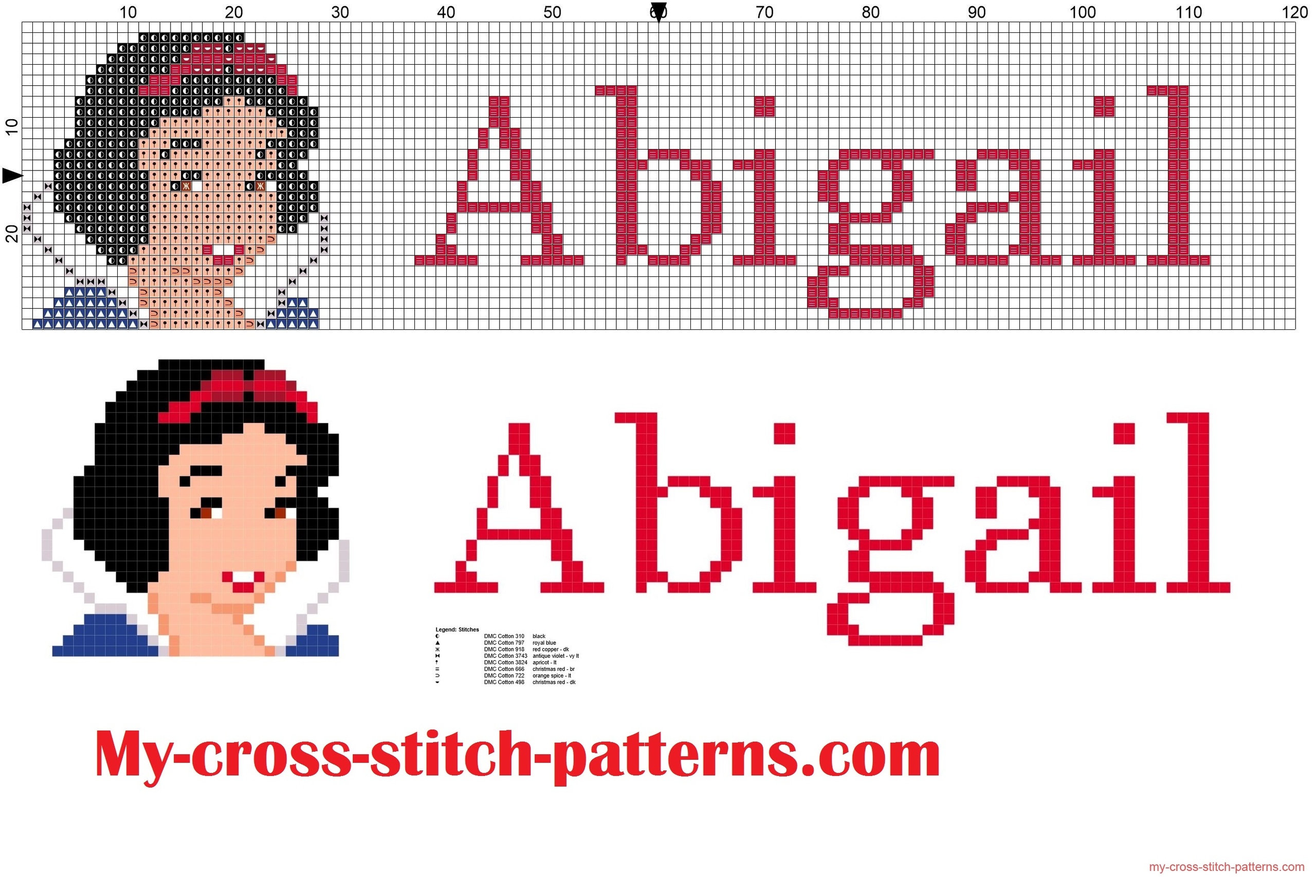 abigail_cross_stitch_pattern_name_with_disney_princess_white_snow