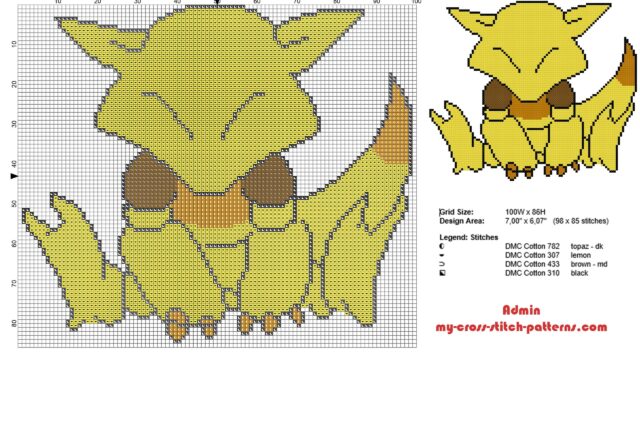 abra_pokemon_first_generation_number_063_cross_stitch_pattern