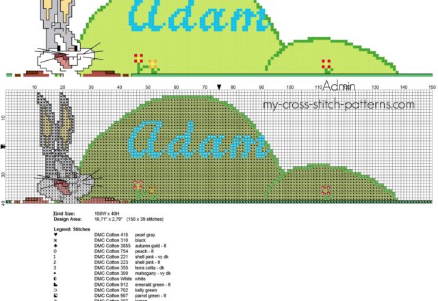 adam_cross_stitch_baby_name_with_bugs_bunny