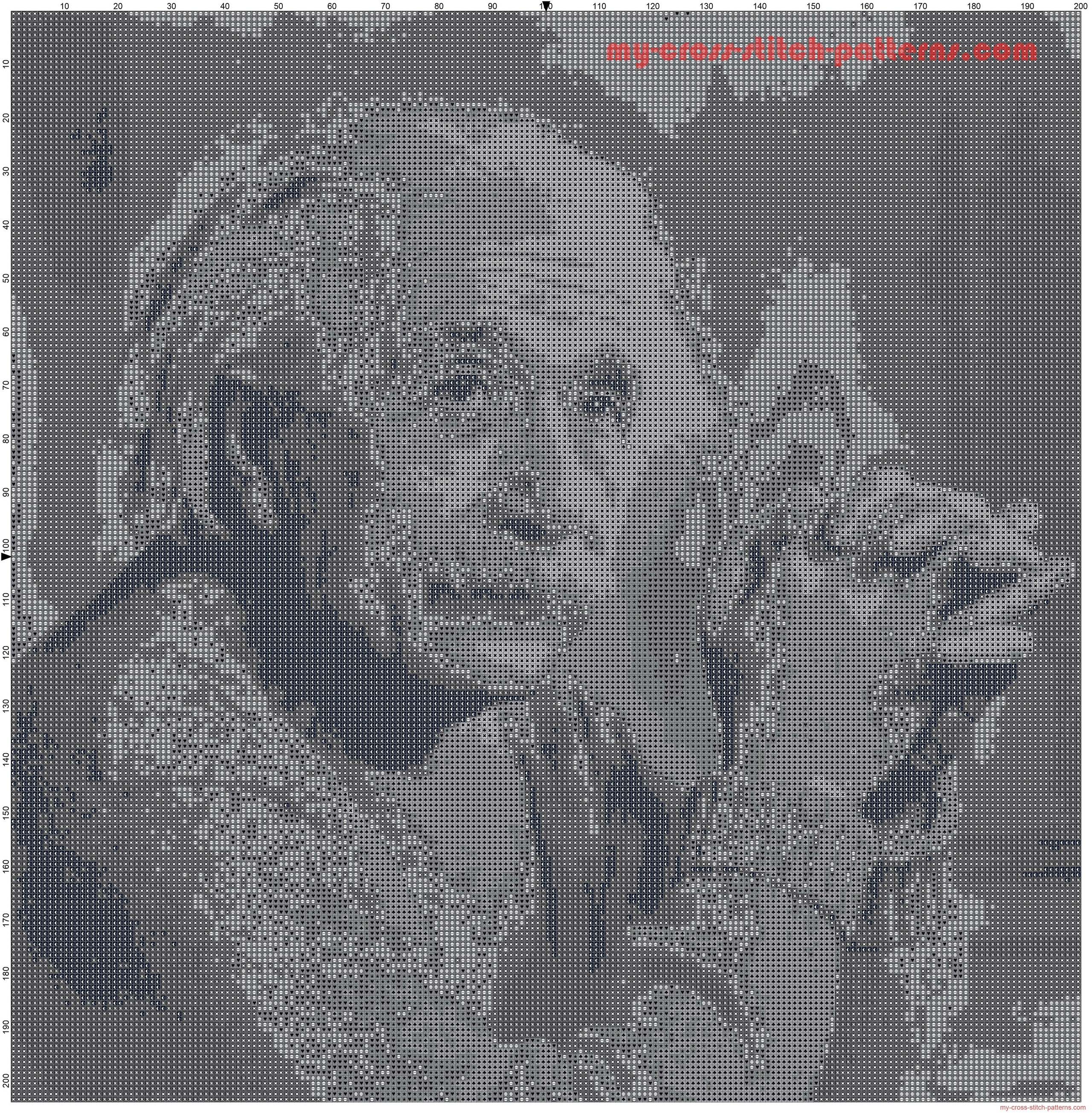 albert_einstein_cross_stitch_pattern_black_and_white_pattern