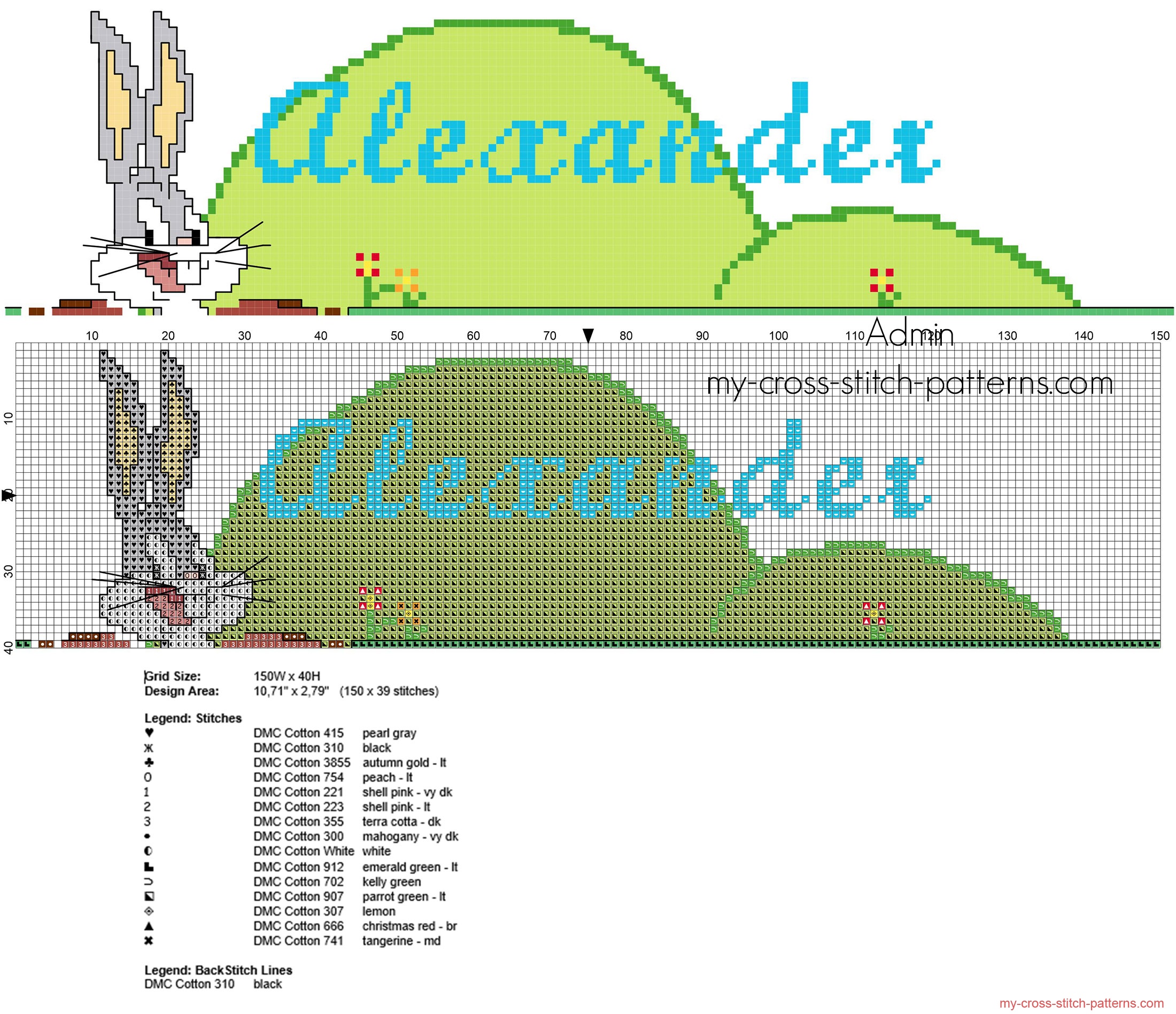 alexander_cross_stitch_baby_male_name_with_funny_bugs_bunny