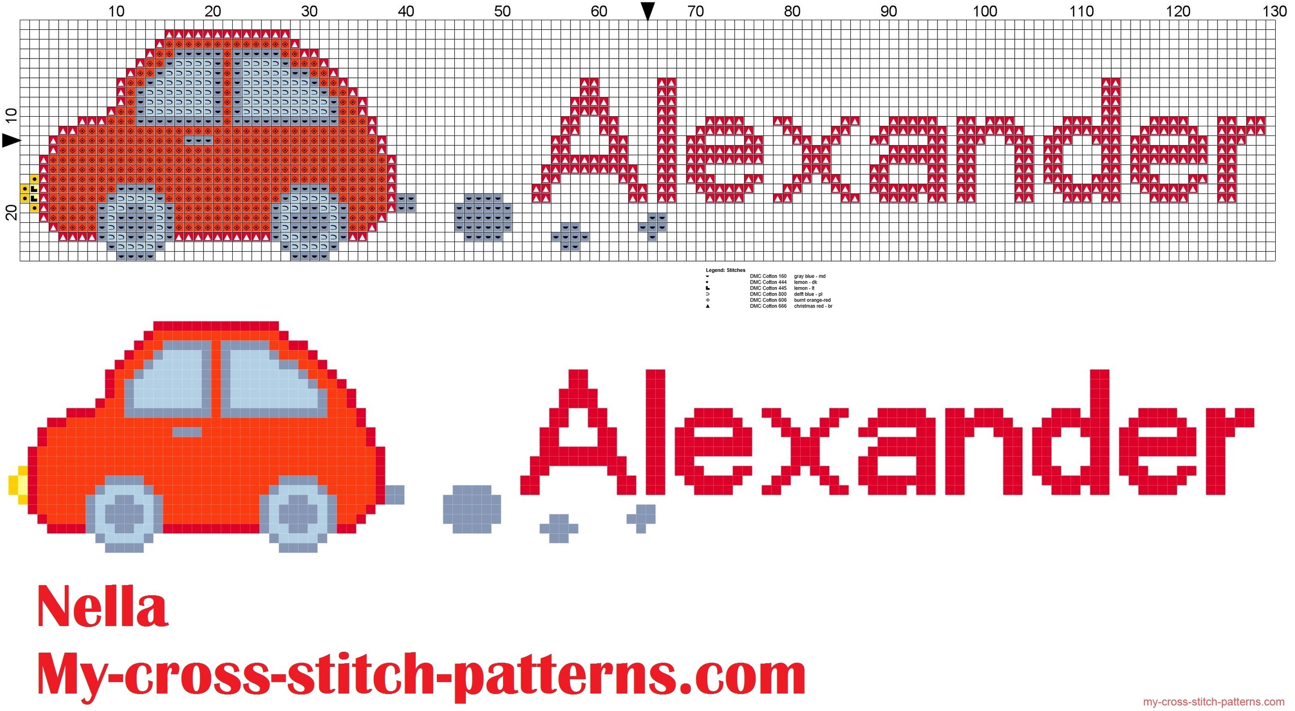alexander_name_with_toy_car_cross_stitch_patterns