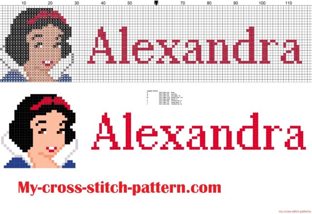 alexandra_cross_stitch_pattern_name_with_disney_princess_white_snow