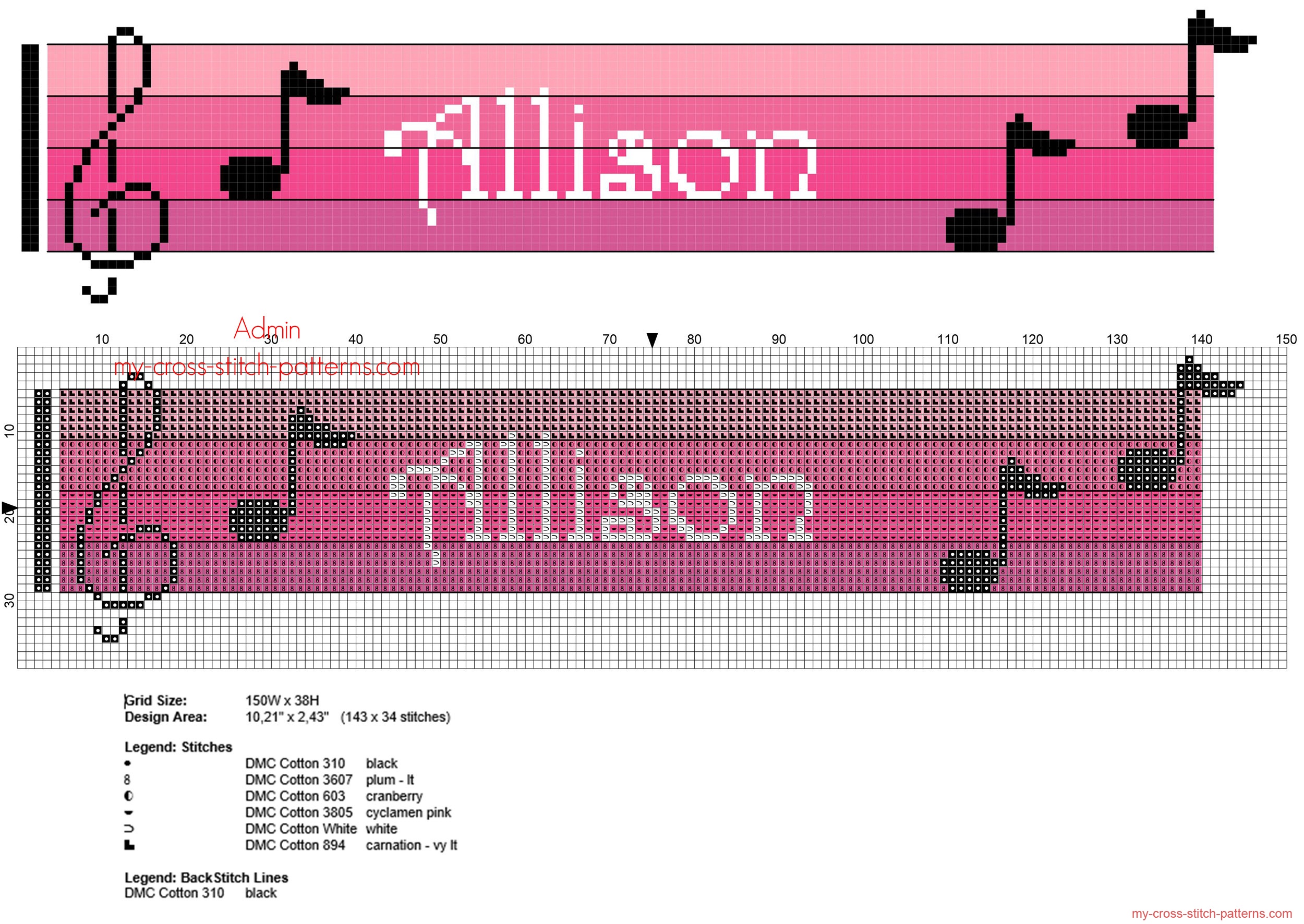 allison_cross_stitch_baby_female_name_with_pink_colors_sheet_music