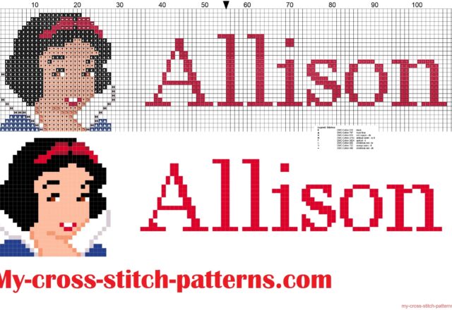 allison_cross_stitch_pattern_name_with_disney_princess_white_snow