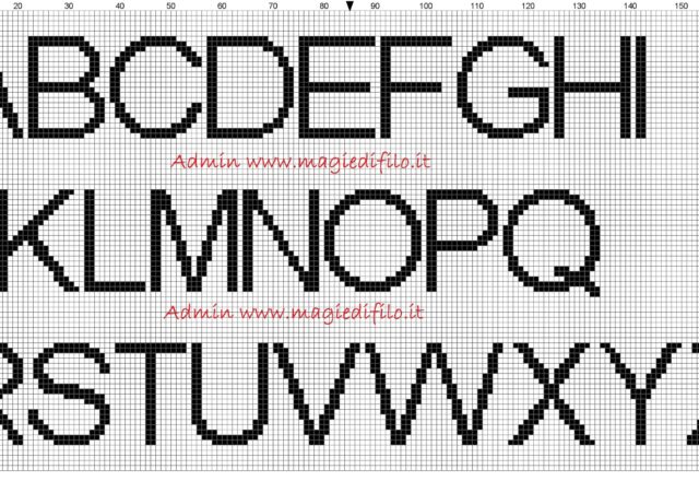 alphabet_arial_font_uppercase_height_20_stitches_cross_stitch_pattern_free