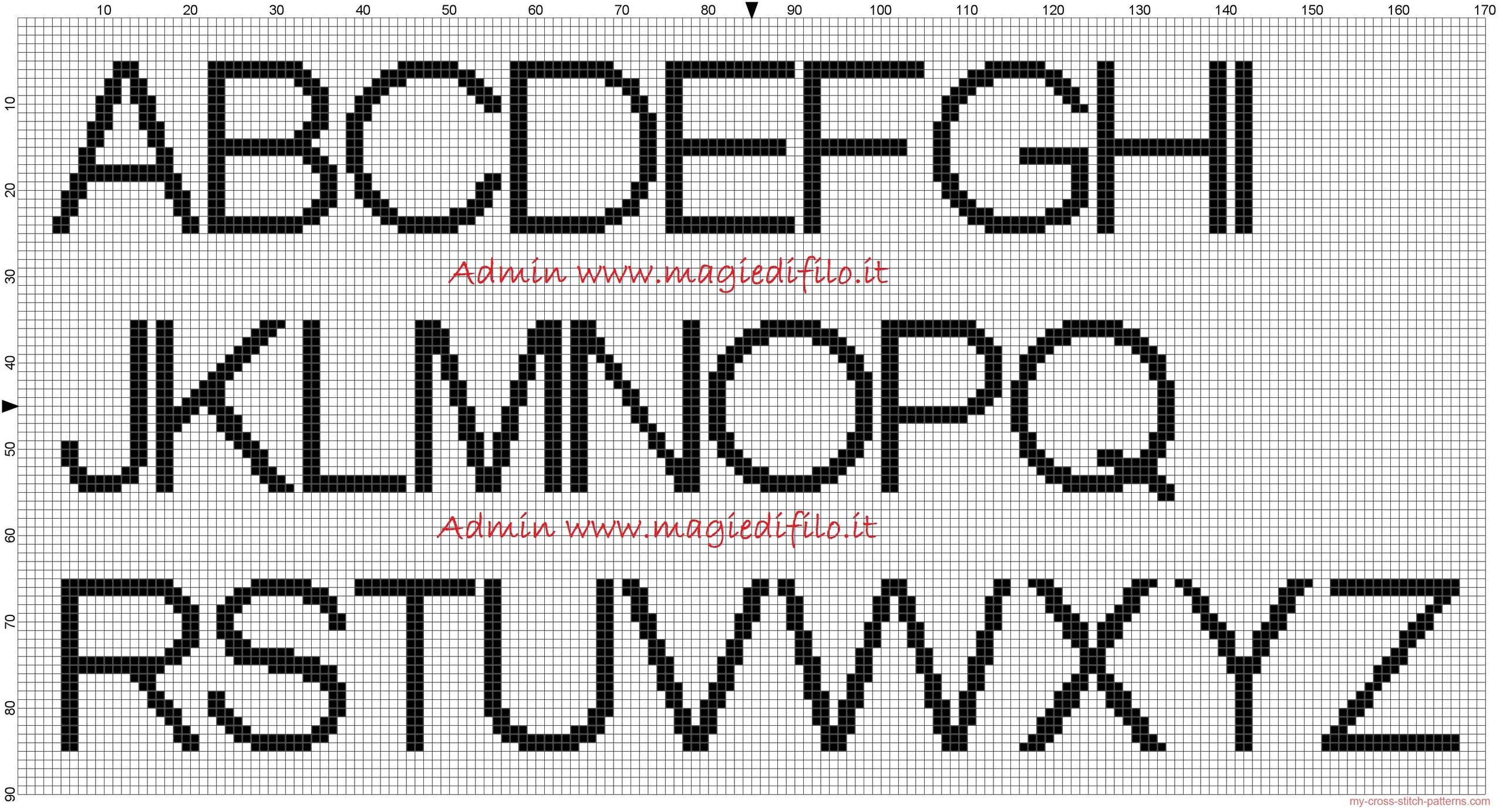 alphabet_arial_font_uppercase_height_20_stitches_cross_stitch_pattern_free