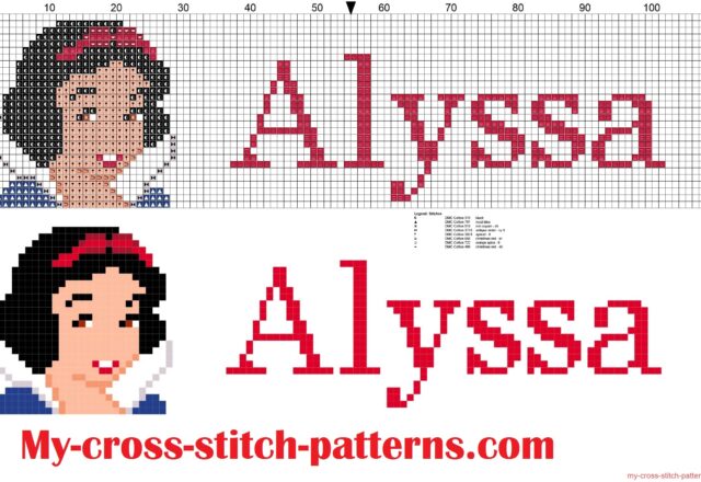 alyssa_cross_stitch_pattern_name_with_disney_princess_white_snow