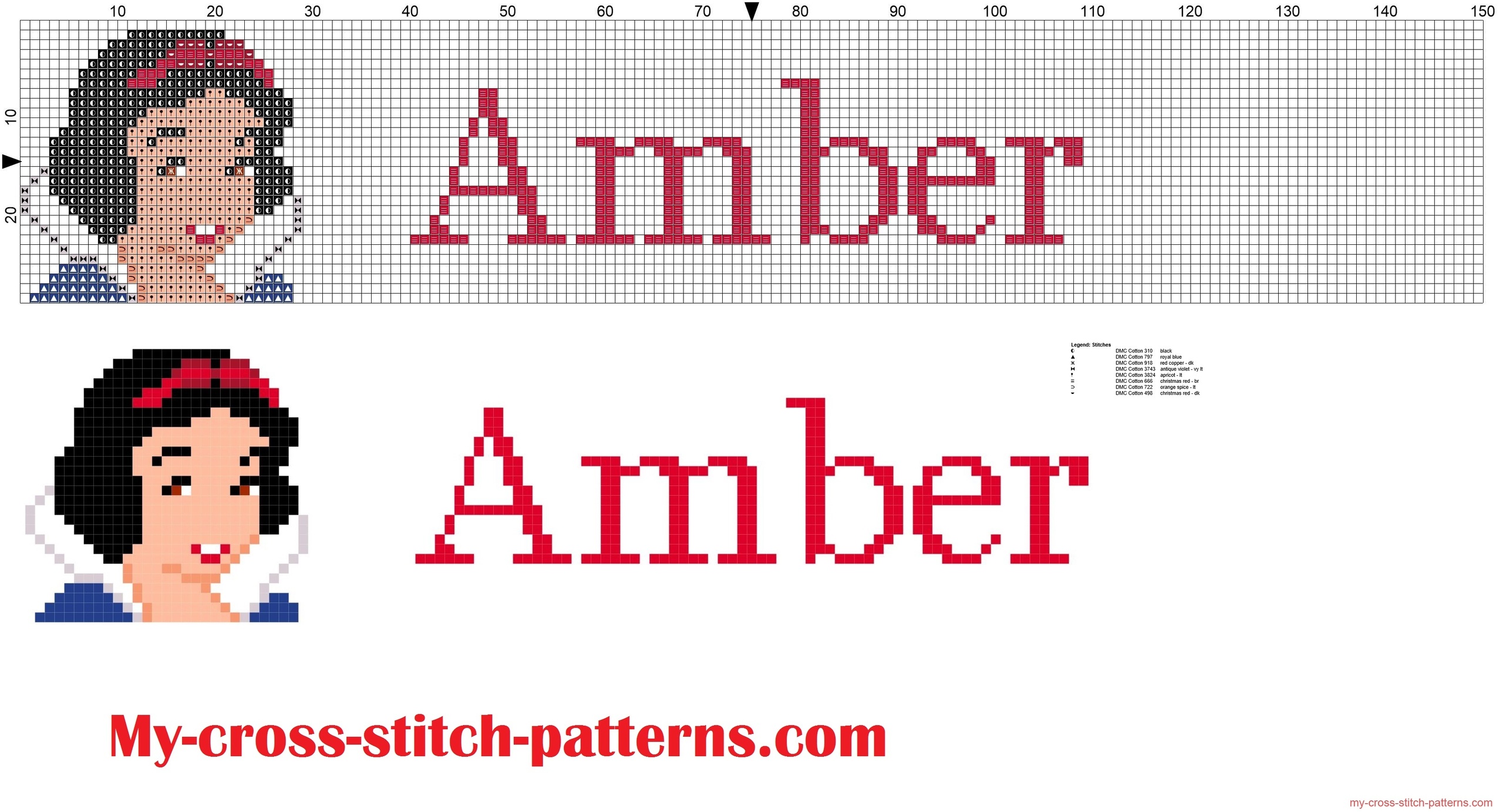 amber_cross_stitch_pattern_name_with_disney_princess_white_snow