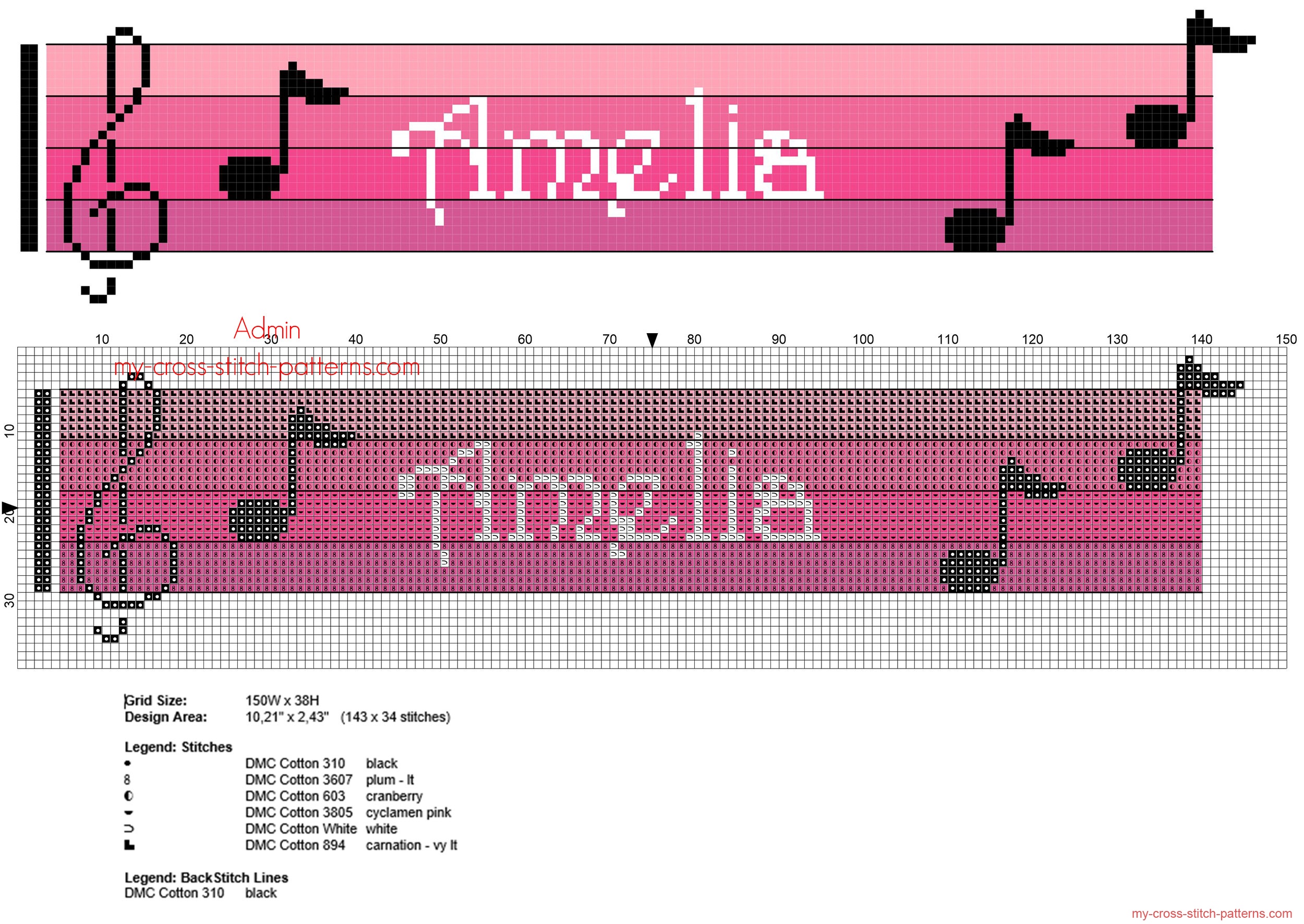 amelia_cross_stitch_baby_female_name_with_pink_colors_sheet_music