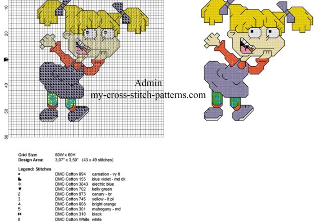 angelica_pickles_rugrats_cross_stitch_pattern_baby_bib_idea