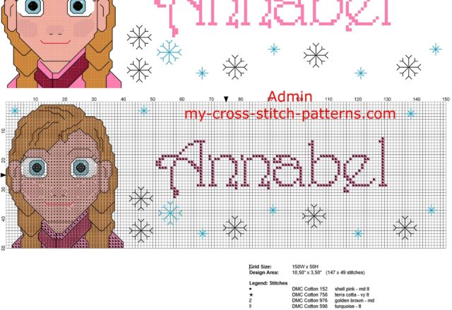 annabel_cross_stitch_female_name_with_disney_frozen_princess_anna