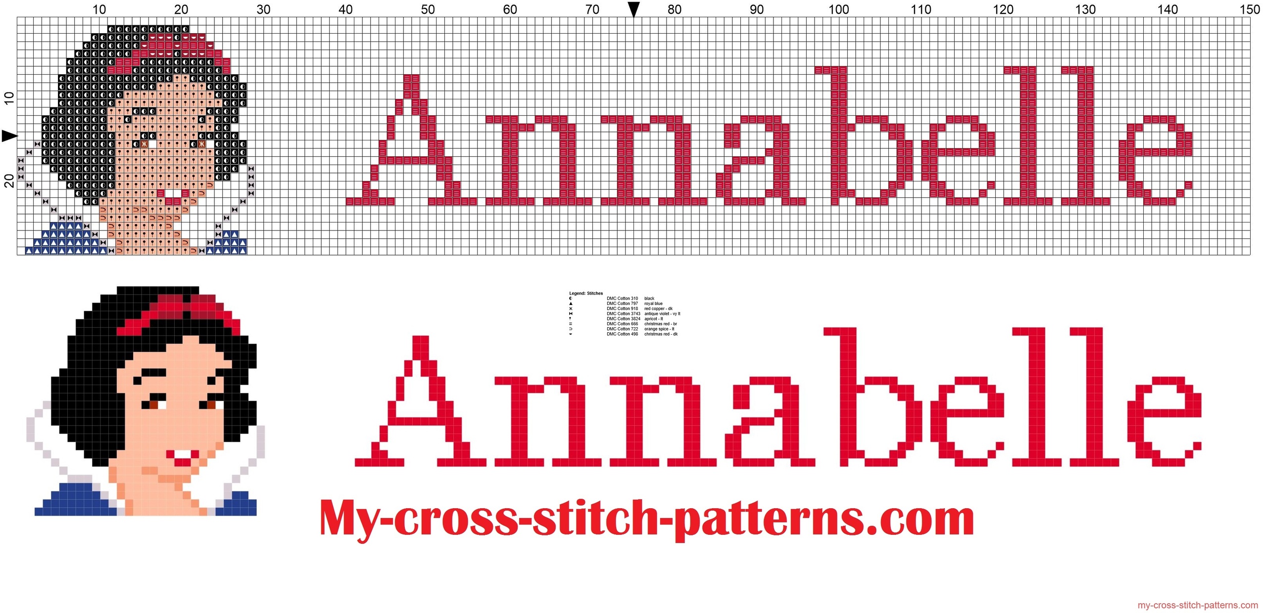 annabelle_cross_stitch_pattern_name_with_disney_princess_white_snow