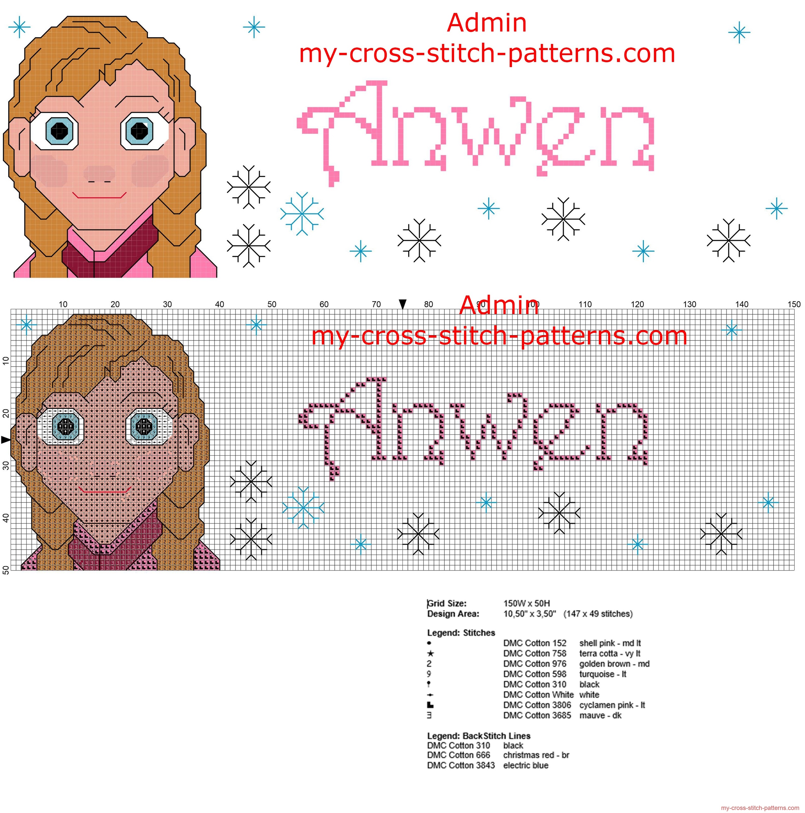 anwen_cross_stitch_pattern_baby_female_name_with_disney_frozen_princess_anna