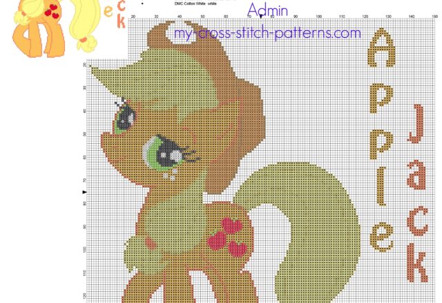 apple_jack_my_little_pony_cross_stitch_pattern_big_size_150_stitches