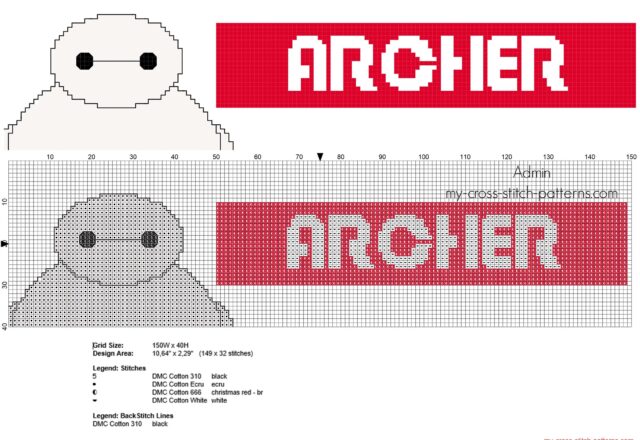 archer_cross_stitch_baby_name_with_big_hero_6_baymax