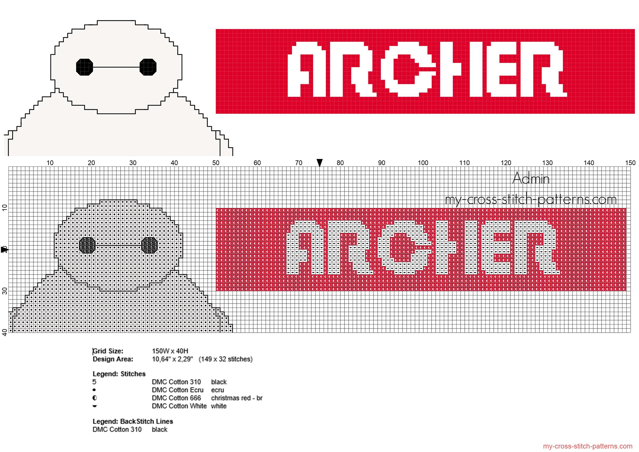 archer_cross_stitch_baby_name_with_big_hero_6_baymax