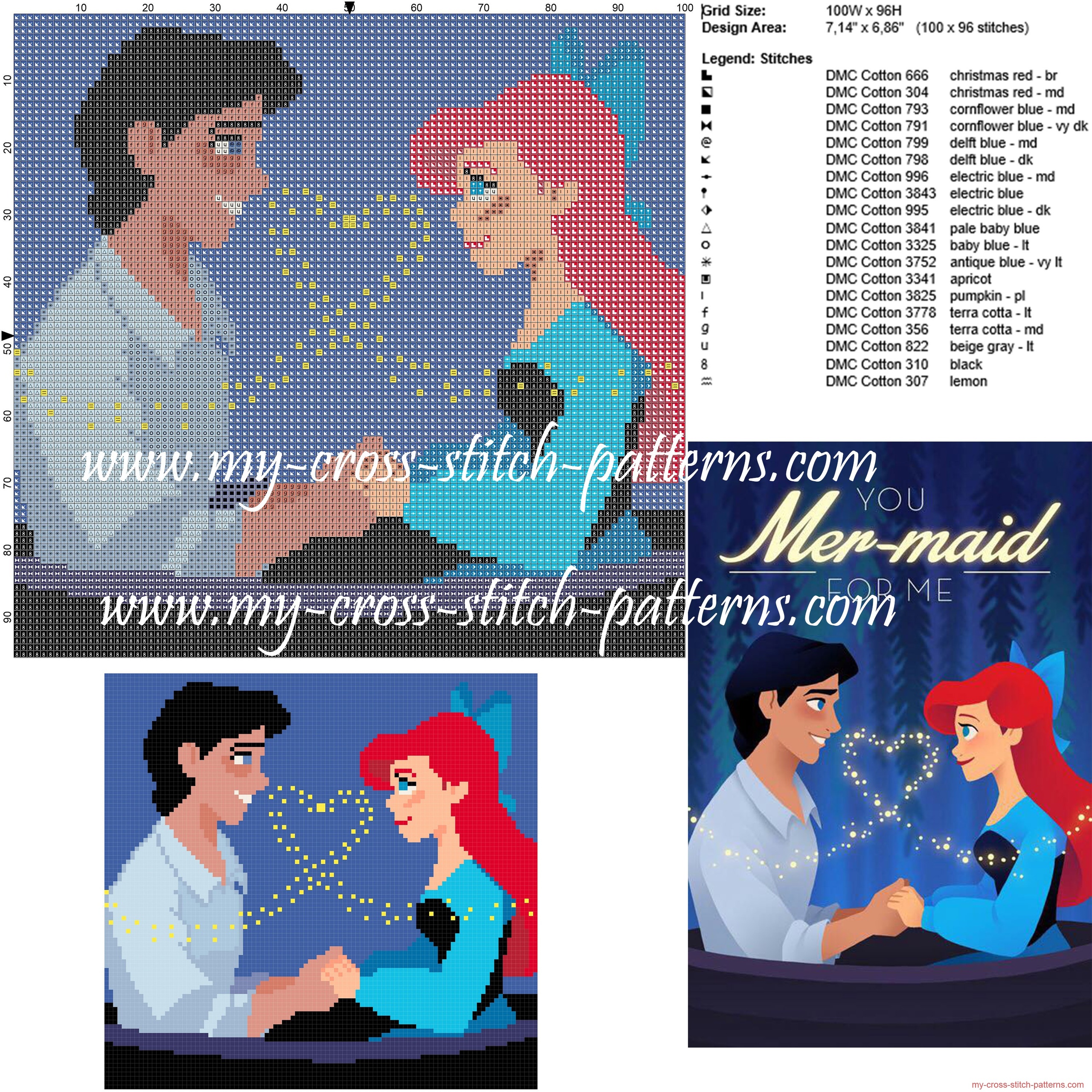 ariel_and_eric_cross_stitch_pattern_