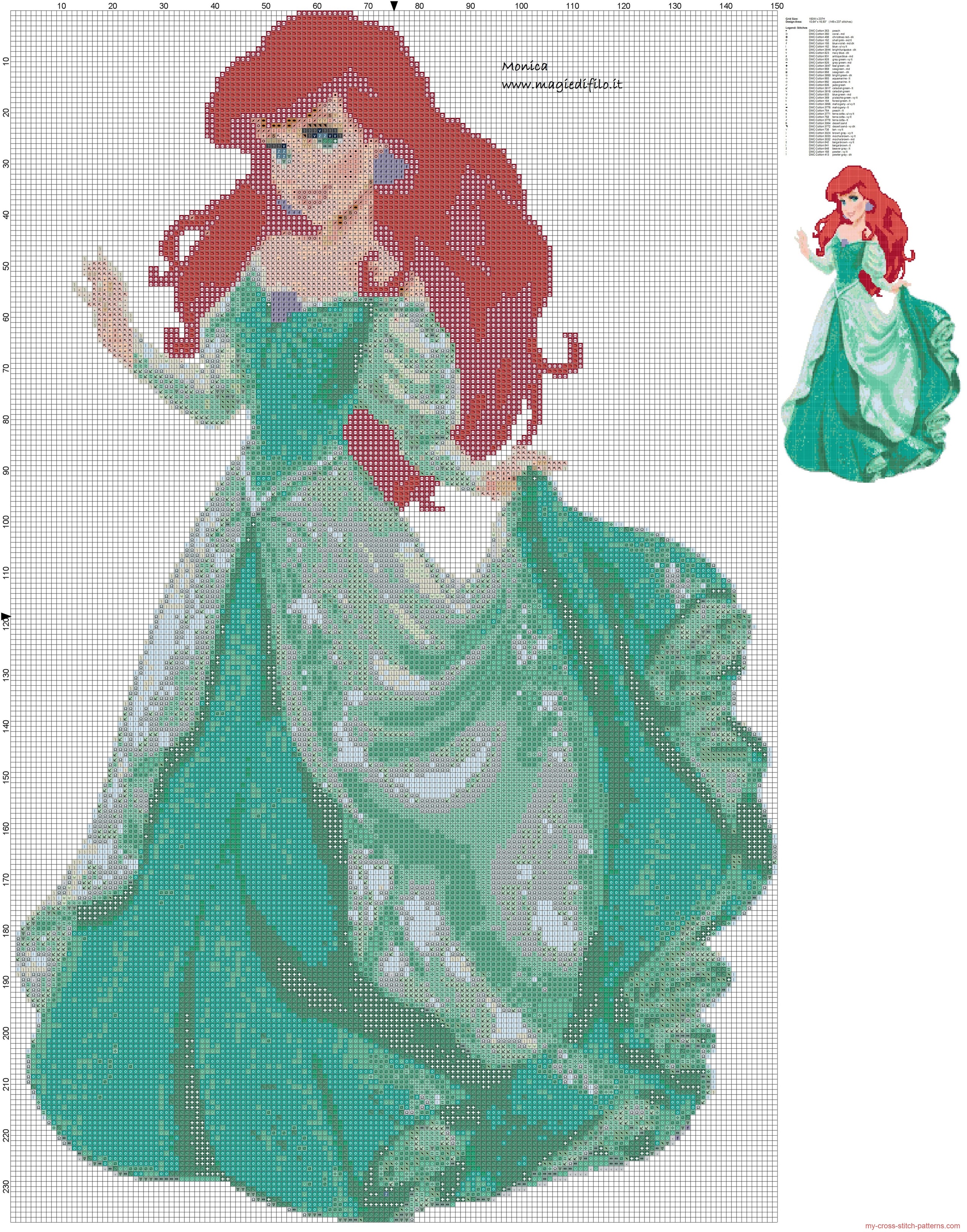 ariel_the_little_mermaid_cross_stitch_pattern