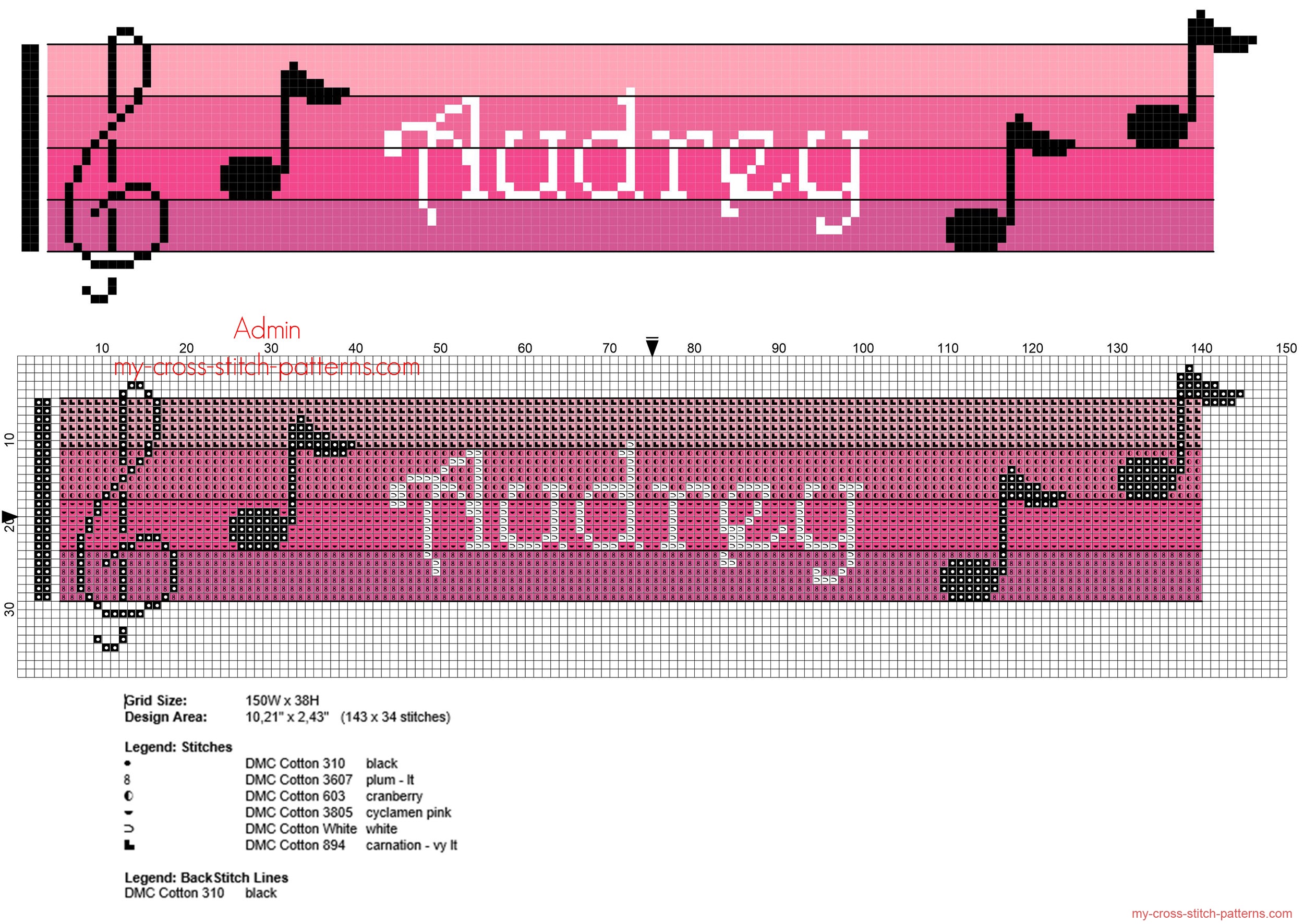 audrey_cross_stitch_baby_female_name_with_pink_colors_sheet_music