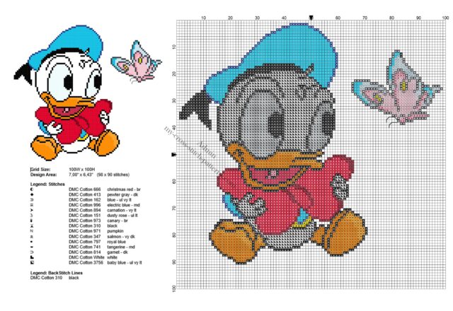 baby_disney_donald_duck_with_butterfly_cross_stitch_pattern