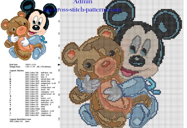 baby_disney_mickey_mouse_with_teddy_bear_free_cross_stitch_pattern_98_x_109_21_colors