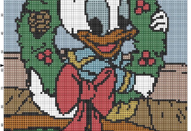 baby_donald_duck_with_garland_cross_stitch_pattern