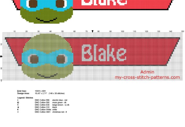 baby_male_name_blake_free_cross_stitch_pattern_with_ninja_turtle_leonardo