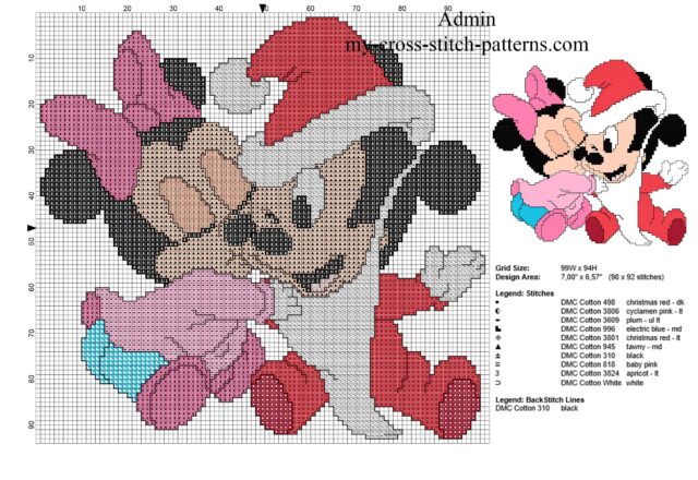 baby_minnie_and_mickey_mouse_christmas_kiss_free_cross_stitch_pattern