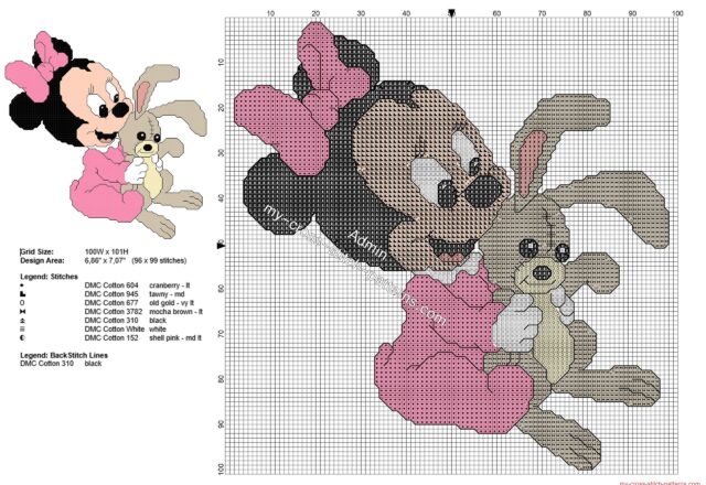 baby_minnie_with_rabbit_free_disney_cross_stitch_patterns