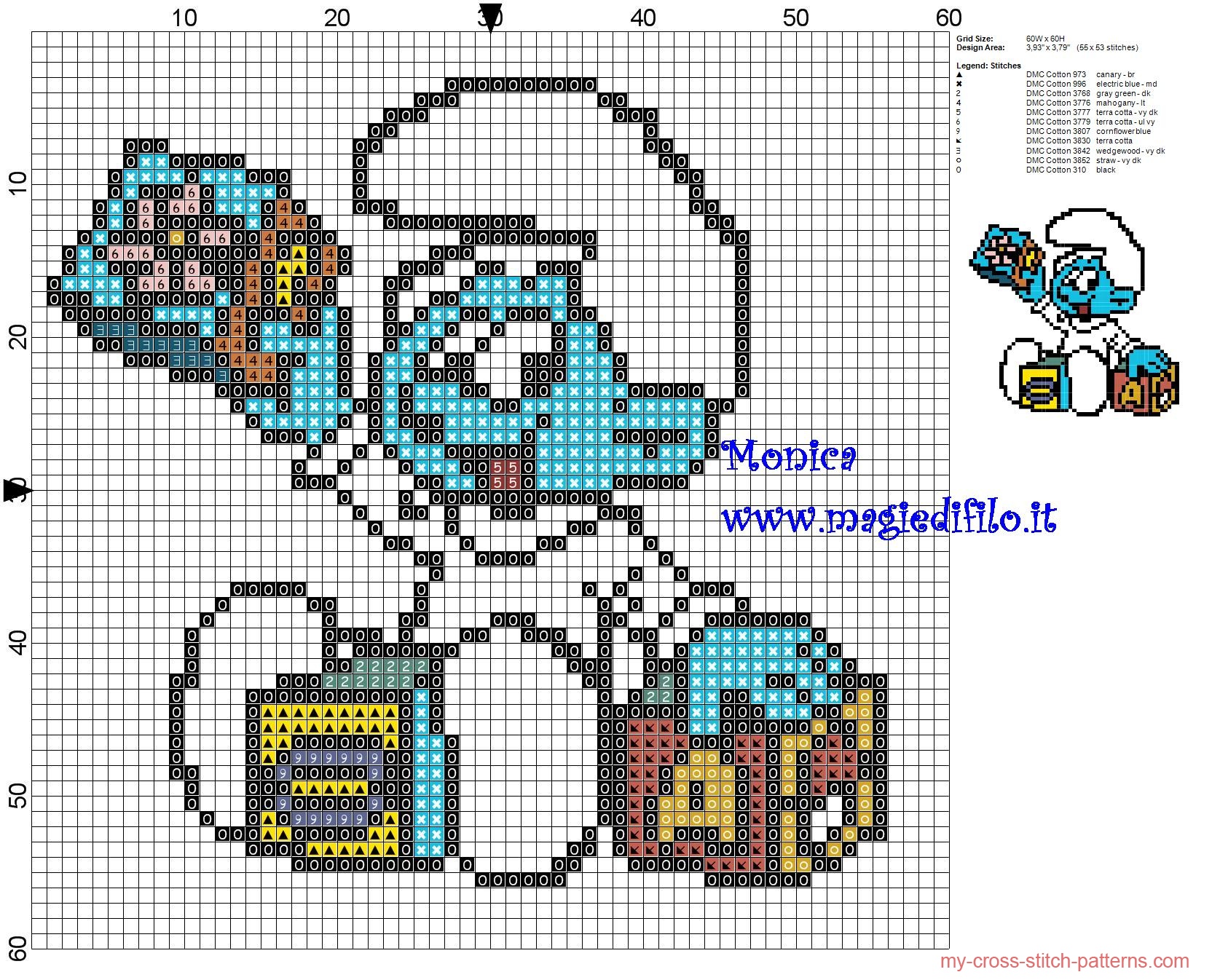 baby_smurf_with_toy_cross_stitch_pattern