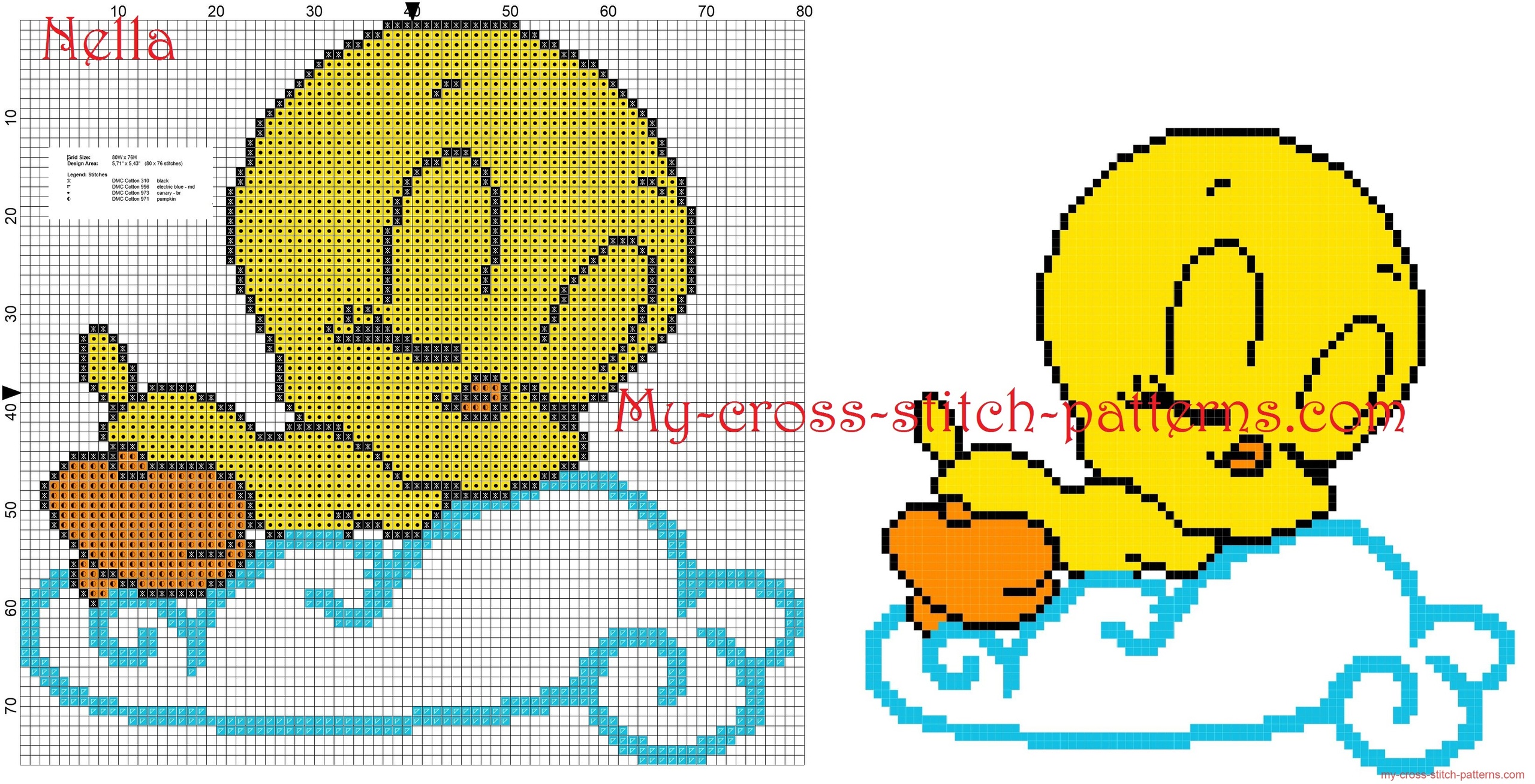 baby_tweety_looney_tunes_on_the_cloud_cross_stitch_patterns_free