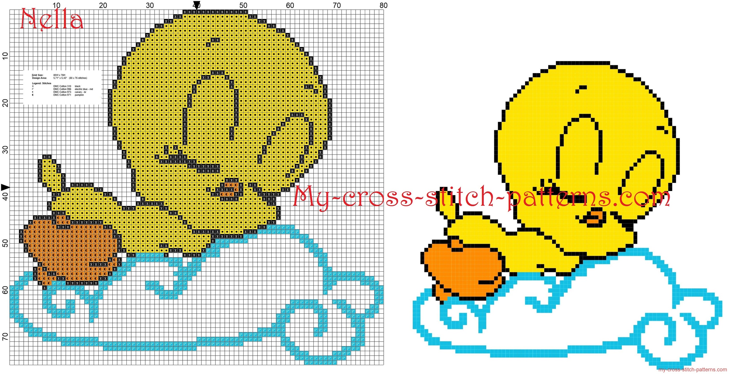 Baby Tweety Looney Tunes on the cloud cross stitch patterns free - free ...