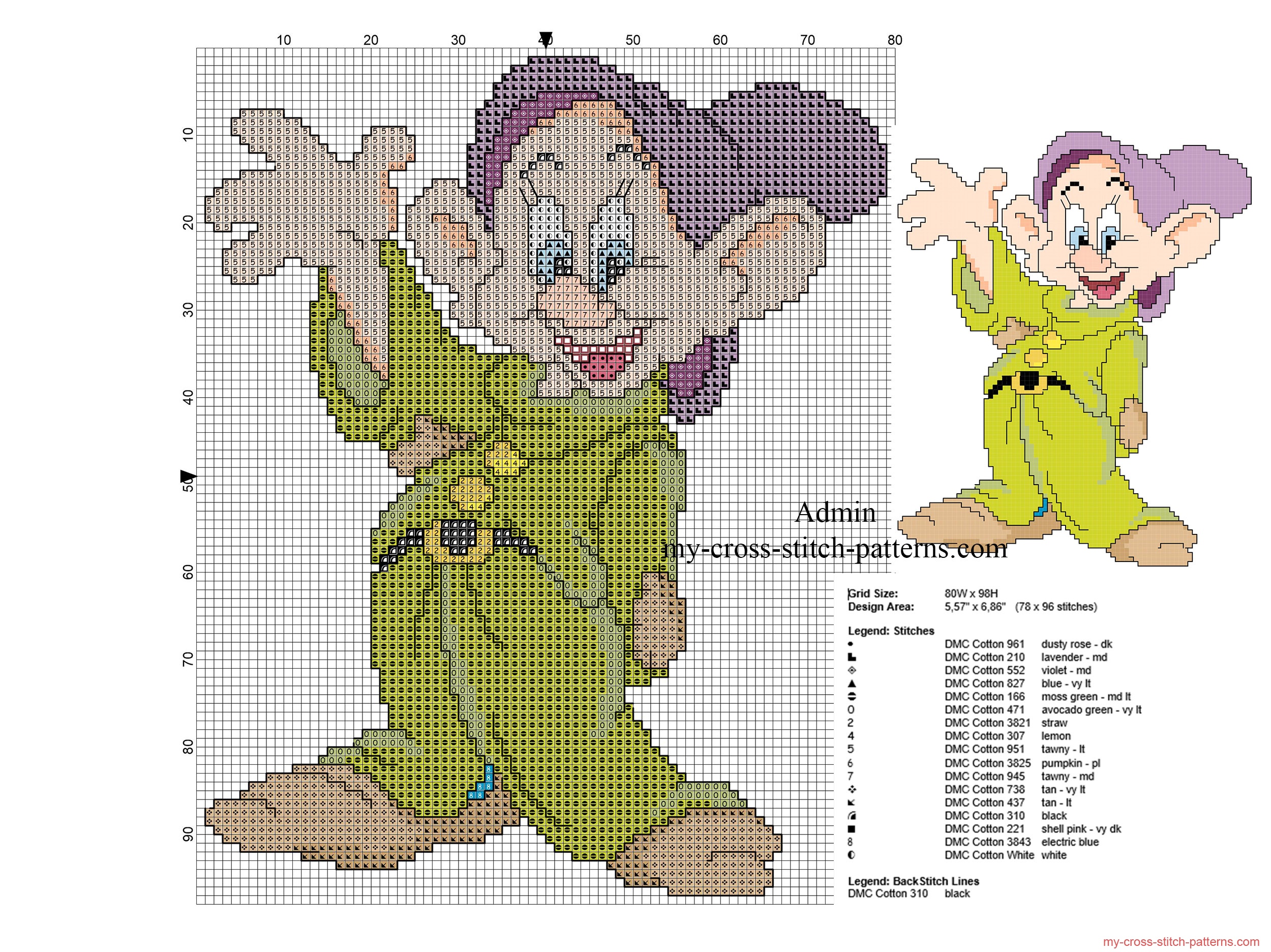 back_stitch_cross_stitch_pattern_disney_dopey_dwarf_the_seven_dwarfs