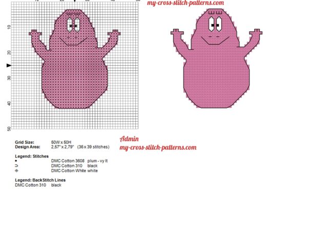 barbapapa_pink_small_cross_stitch_pattern