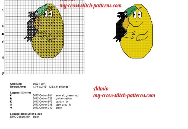 barbidou_barbapapa_yellow_cross_stitch_pattern