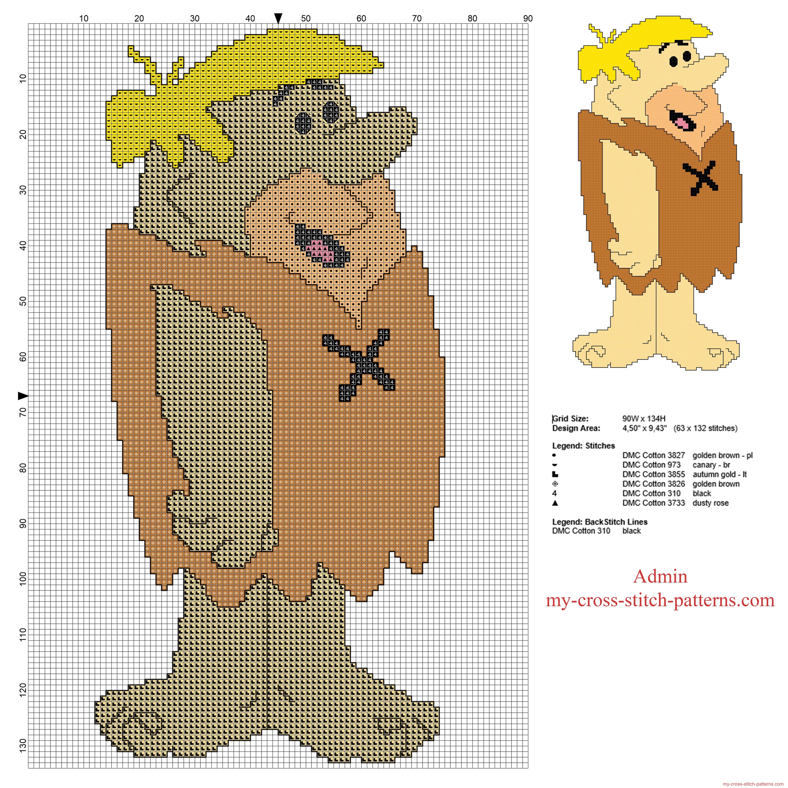 barney_rubble_the_flintstones_character_free_cross_stitch_pattern