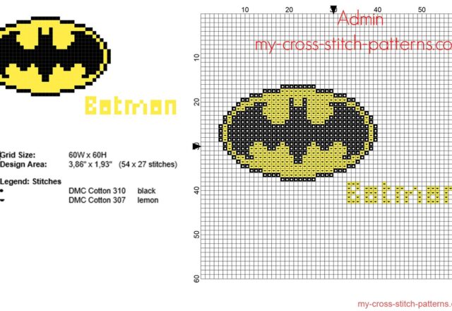 batman_superhero_logo_free_cross_stitch_pattern_54_x_27_stitches_2_dmc_threads