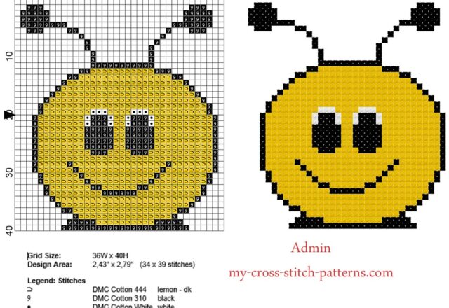 bee_face_small_and_simple_cross_stitch_pattern_in_40_stitches_baby_bibs_idea